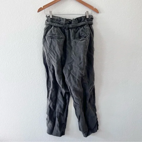 Aerie Vintage Wash Black Paperbag Linen Lyocell Pants Sz L - Picture 5 of 6